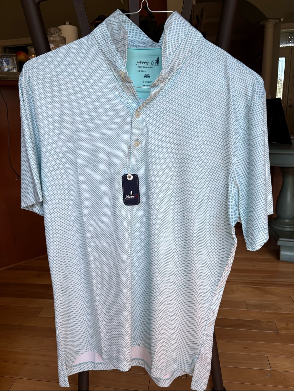 Johnnie-O Green Gaston Geometric Polo Shirt